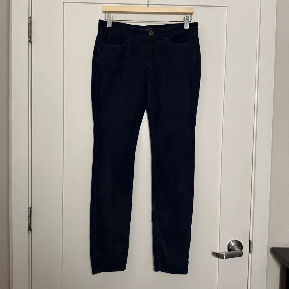 Max Mara Weekend Corduroy Pants Womens Sz 8 Navy Blue Leggings FITWL Stretch